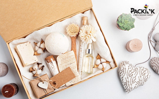Curated self-care subscription box with sustainable packaging.