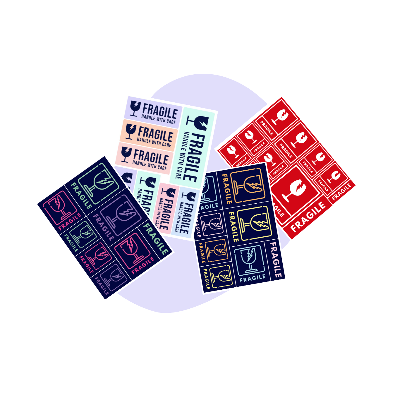 Fun and Vibrant Fragile Stickers | Packink